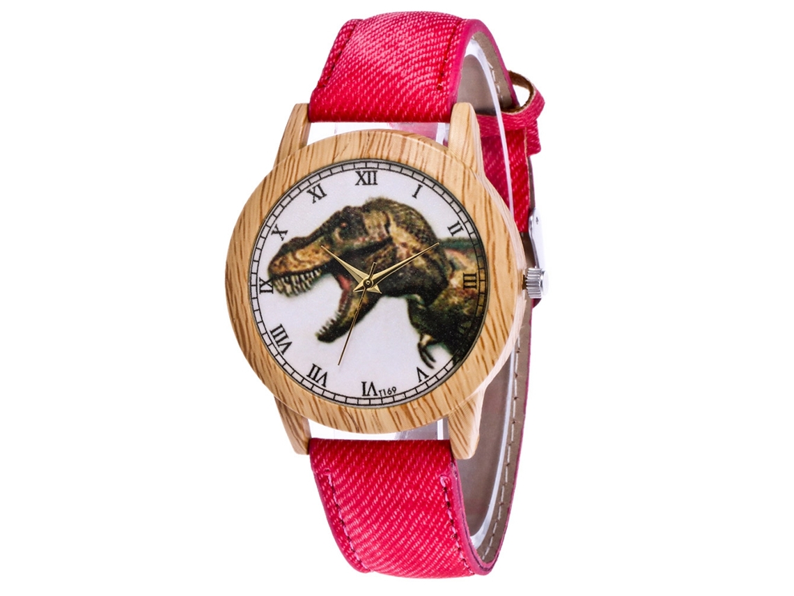 Reloj De Pulsera De Cuarzo Informal Con Correa Vaquera Roja De Diseño Sencillo Y Moderno.