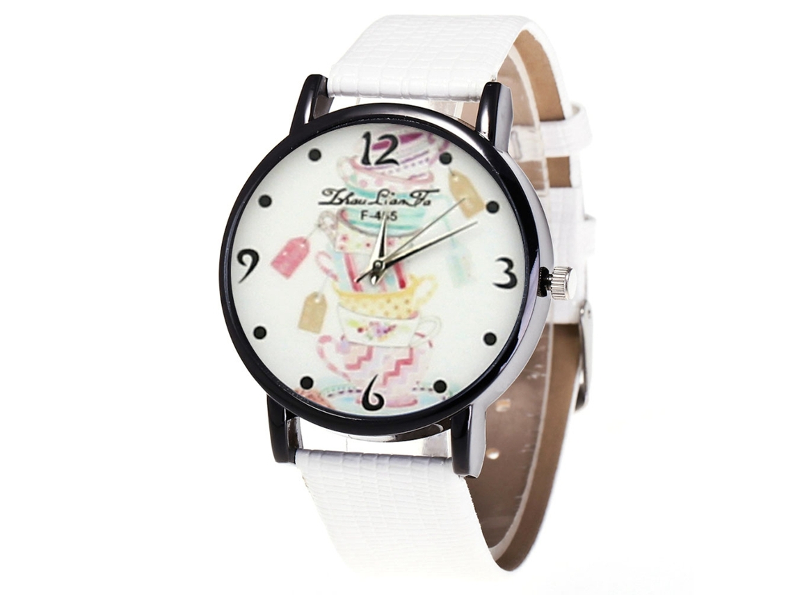 Reloj De Cuarzo Para Hombres Y Mujeres Con Correa De Cuero Pu Dial Clásico Casual Blanco