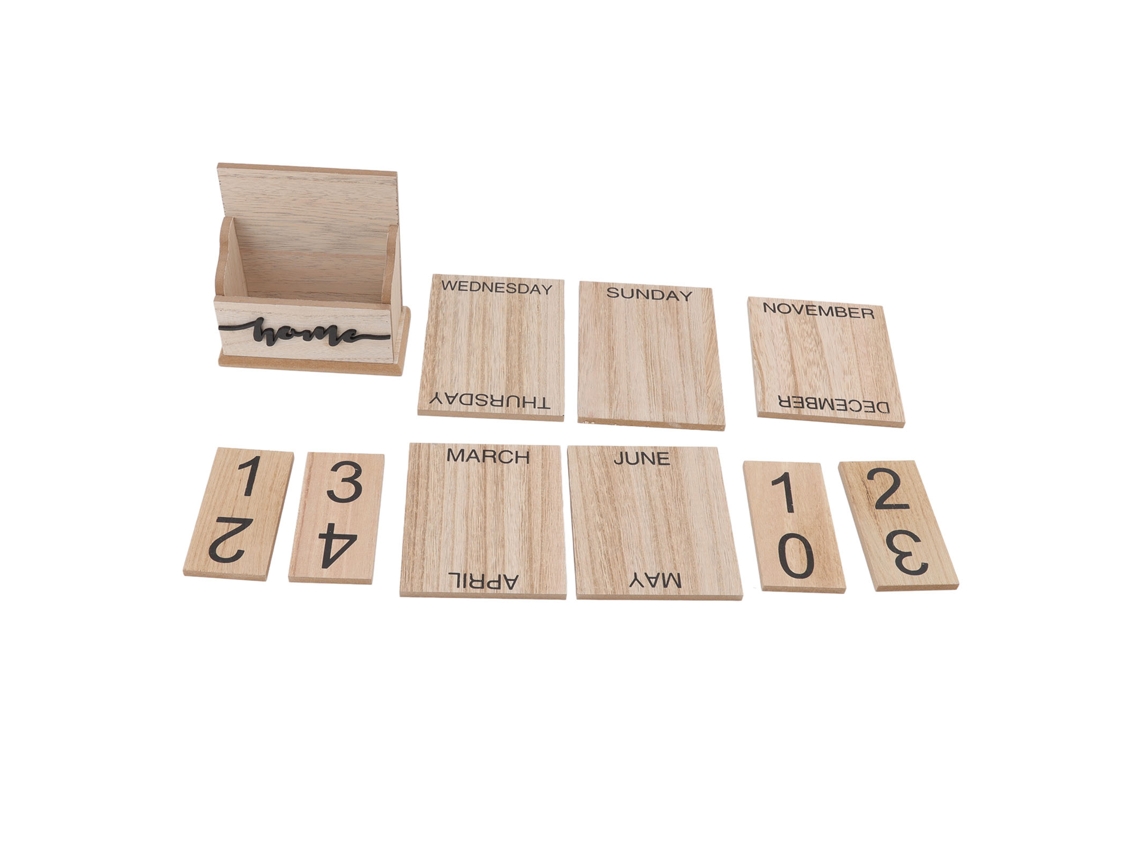 Bloc De Notas De Escritorio Reutilizable De Madera Estilo Retro Con Calendario Perpetuo Para Oficina.