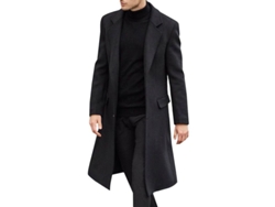 Casaco Trench de Inverno para Homem Peitoral Simples Aquecido Jaqueta Longa Casaco Formal S/MARCA