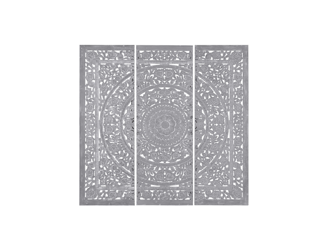 Set 3 Cabecero Cama Mdf Mandala Gris 180x3,5x182cm