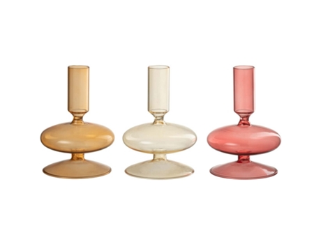 Candelabro Hold Trans Gla Or-Pk Ass3 (8.5X8.5X12Cm)