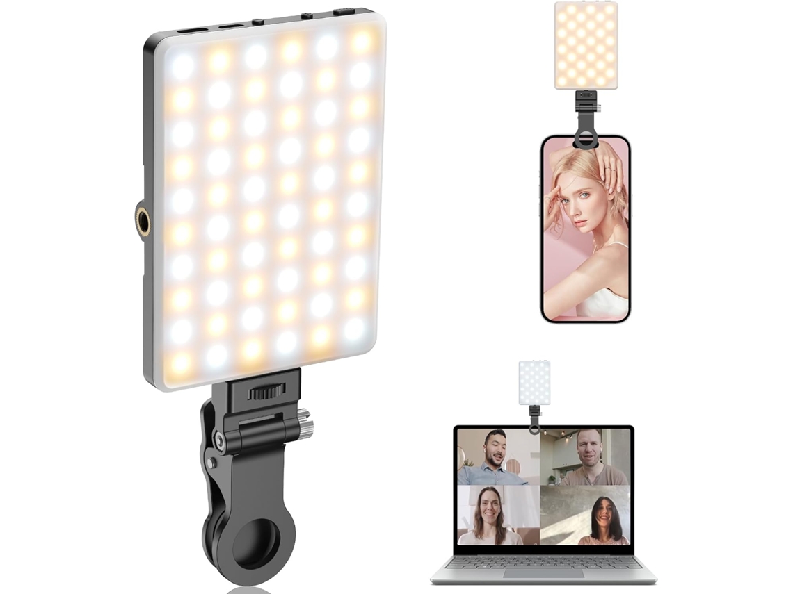 Luz Selfie 60 Leds Recarregável 2500k 9000k com Clipe P Celular ZYBLSSBB