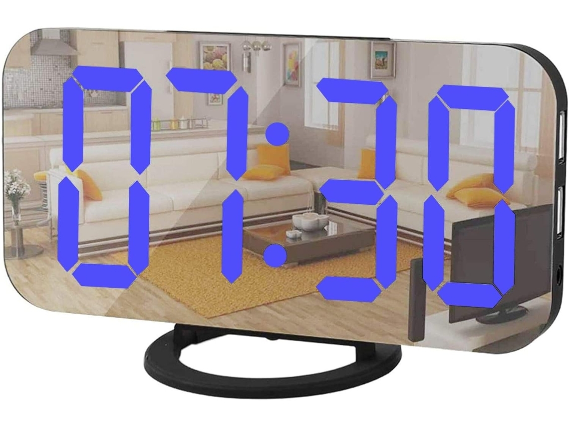 Despertador Digital Electrónico Led Y Espejo Reloj Electrónico Con Pantalla Grande 3 Niveles De Brillo Cuich Veanxin