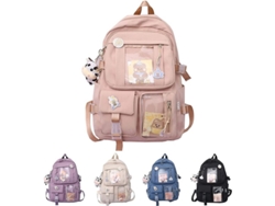 2026-mochila Escolar Para Mujer Con Colgante Nylon Impermeable Mochila Viaje Juvenil Para Niñas Estudiantes Con Insignia Y Accesorios