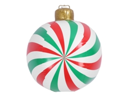 Bola inflável de Natal Bj-Christmas em formato de doce, 60 cm (23,62 pol.), listras vermelhas e verdes, para jardim externo, em PVC.