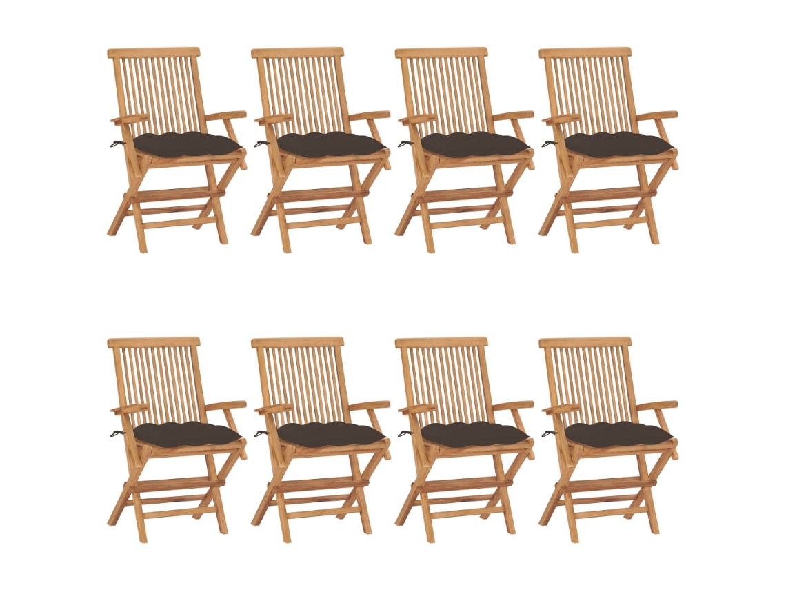 Conjunto 8 Silla de exterior VIDAXL Gris Topo Madera (55x60x89 cm)