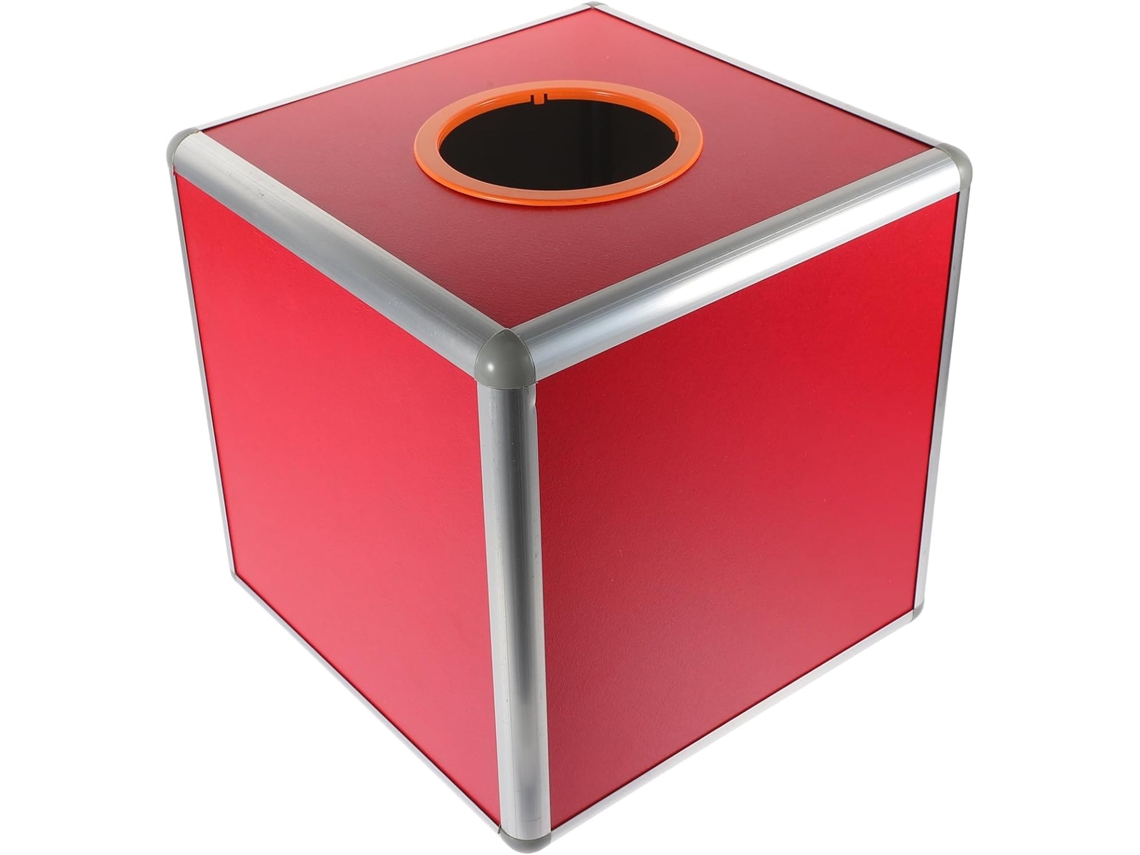 Caja De Lotería Cuadrada Mediana De 25 Cm, Roja, De Aleación De Aluminio, Contenedor Para Boletos.