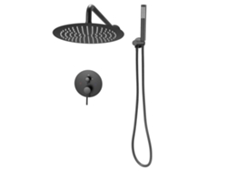 Juego de grifo de ducha de pared redondo Succebuy de 10" en negro mate