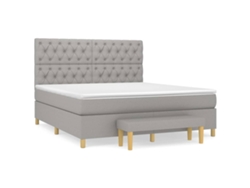 Maison Exclusive - Cama Box Spring Con Colchón Tela Gris Claro 160x200 Cm