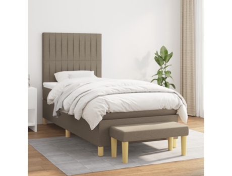 vidaXL Cama con somier y colchón 90x190 cm tela gris marrón