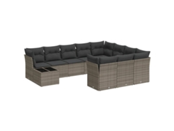 Maison Exclusive - Set De Sofás De Jardín 11 Pzas Y Cojines Ratán Sintético Gris