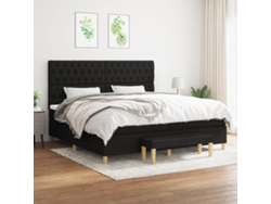 Cama Box Spring Con Colchón Tela Negro 200x200 Cm