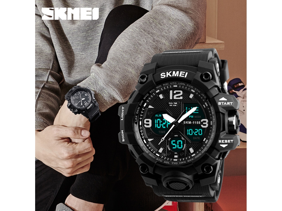 Reloj Deportivo Digital Skmei 1155b Para Hombre, Resistente Al Agua Hasta 5 Atm