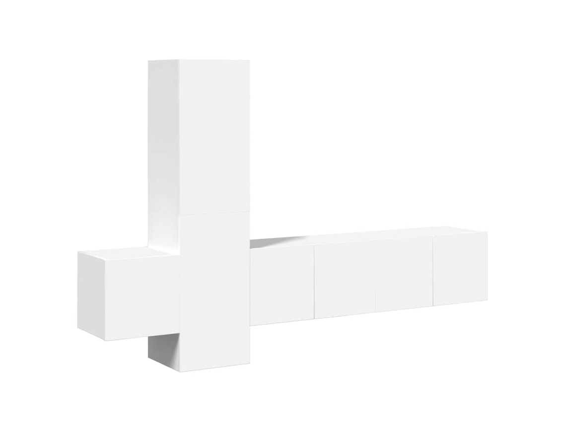 Conjunto de 5 muebles de TV de madera blanca - MAISON EXCLUSIVE