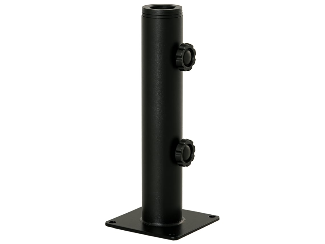 Base de soporte para sombrilla de suelo de cemento de 34-48 mm, 4 tornillos de bloqueo, 12x12x30 cm, color negro.