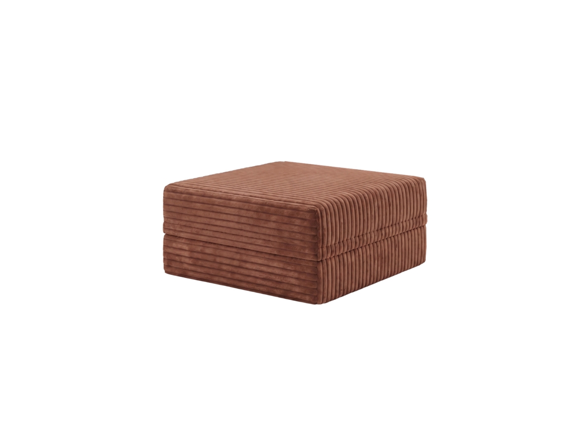 Sofá Modular Puff Convertible Veludo Listado Terracota