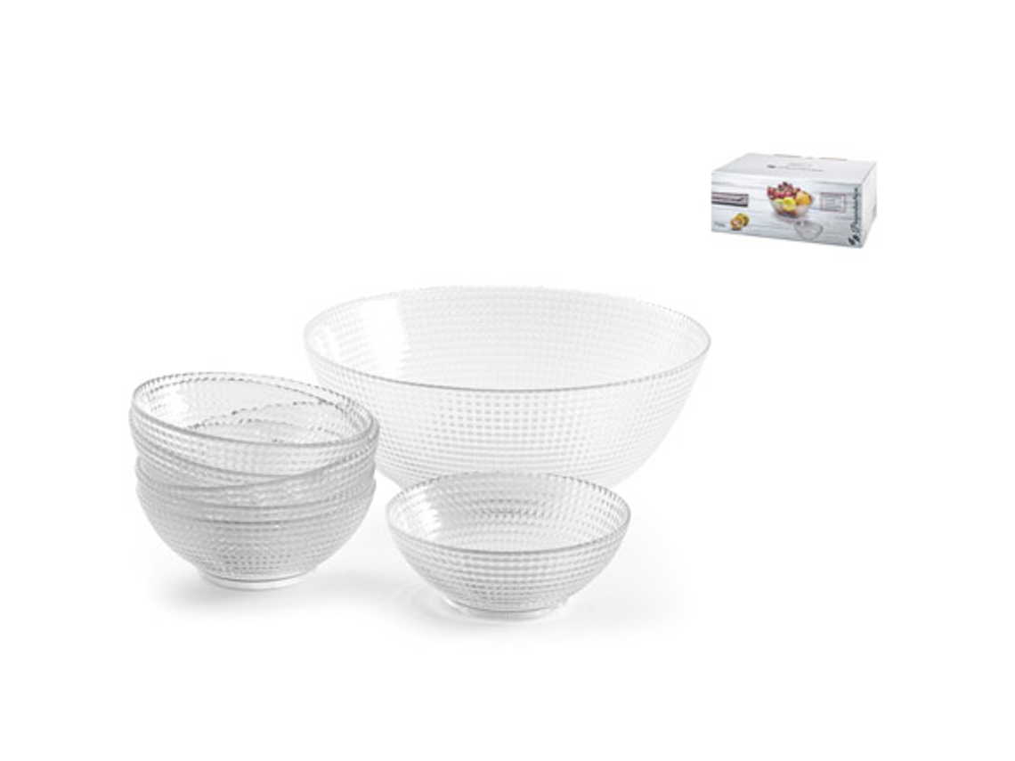 Ensaladera Cristal + 6 Bols Set 7 Pzas NON
