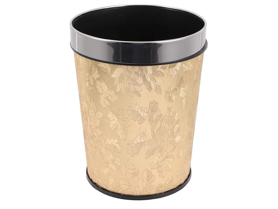 Papelera Decorativa Retro Plástico Dorado Lavable 6 Litros Hogar Oficina Diseño Único Práctica Función