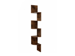 Relaxdays Estante De Canto Suspensa, 125 X 20 X 20 Cm, 5 Prateleiras, Mdf, Design Ziguezague, Castanha