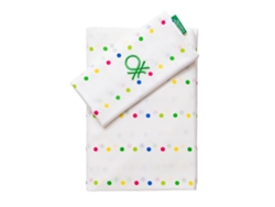 BENETTON - Set 4Pc Cama (Bajera 160x20030cm, Encimera 240x240cm, 2 Fundas Almohada 45x90cm) 70% Algodón 35% Poliéster