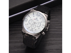 Reloj Digital Clásico De Moda Para Hombres Con Dial Redondo De Cuero Pu De Negr