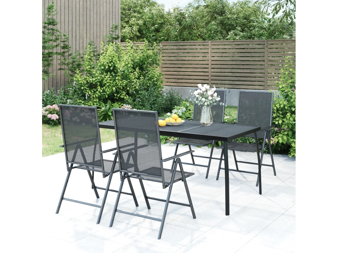 Mesa de Jardín LOVELY HOME Comedor Malla de Acero Antracita (165 x 80 x 72 cm)