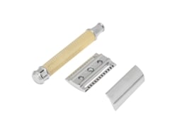 Maquinilla de afeitar clásica manual de doble filo para hombre (dorada)