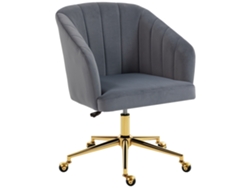 Silla De Oficina De Terciopelo Gris Con Ruedas