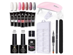 Kit completo de manicure com gel para unhas Poly Nail Gel, lâmpada LED de 6W, extensão rápida de unhas, ferramentas para unhas Polygel, 4 unidades GOKOCO