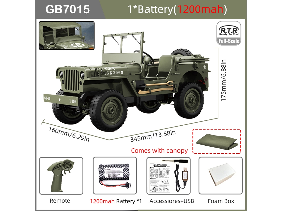 Jeep Willis 1941 4x4, camión militar a escala 2.4G, escala 1/10, todoterreno, todoterreno, para adultos y niños. Aeuzwr