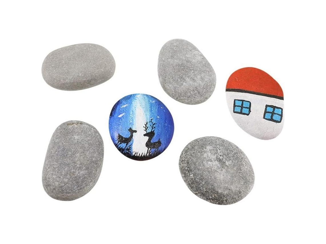 2026-piedras De Playa Lisas Para Pintura, 6 Piezas De Piedras Planas Grises Para Decoración Y Arte