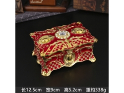 Joyero Grande De Estilo Europeo (dorado Y Rojo) Con Decoración De Esmalte Metálico.