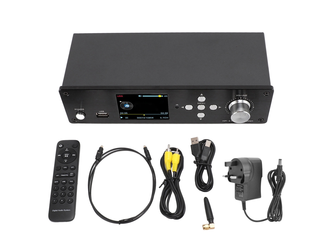 Decodificador de sonido envolvente 5.1 (compatible con 4K, BT 5.0)