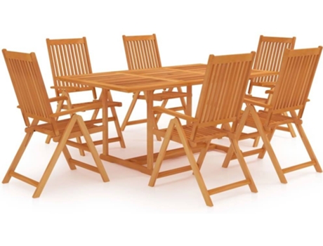 Conjunto 7 Conjunto de comedor de jardín VIDAXL madera maciza de teca