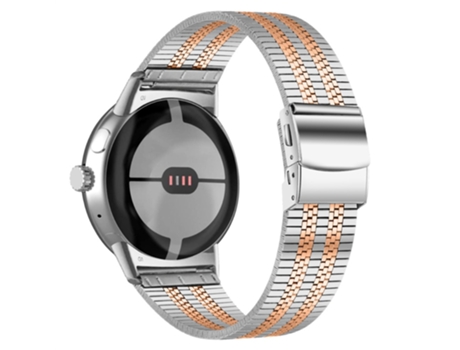 Correa de acero inoxidable 5 cuentas para Google Pixel Watch - plata/oro rosa