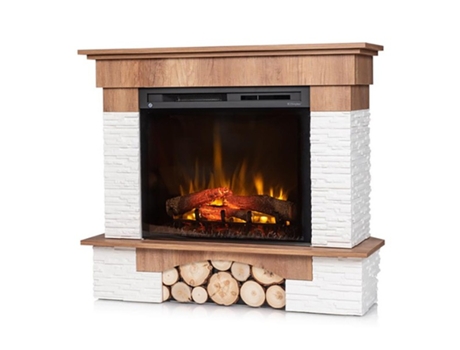 Chimenea eléctrica esquinera independiente PORTO 28' Roble claro 114 x 98 x 89 OUTINFIRE