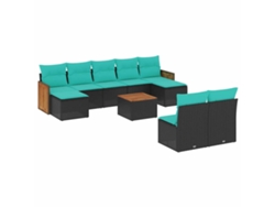 Maison Exclusive - Conjunto De Sofá De Jardín De 10 Piezas Con Cojines, De Poliratán Negro