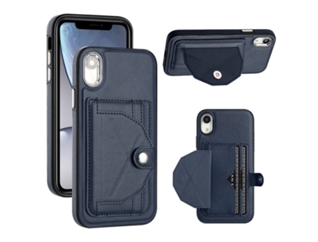 Funda Mobile Phone Cases Shockproof With Card para iPhone XR Piel Marrón