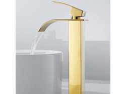 Grifo de baño moderno, monomando, cromado, cuadrado y de montaje alto con mezclador de agua fría y caliente. Mdug