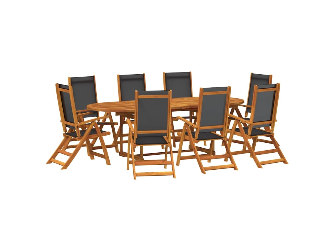 Maison Exclusive - 9 Pcs Conjunto De Jantar Para Jardim Acácia Maciça E Textilene