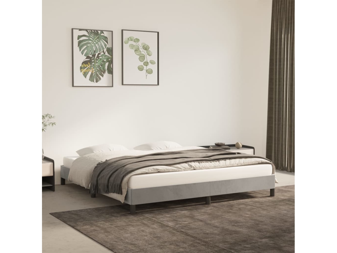 Estructura de cama sin colchón terciopelo gris claro 160x200 cm
