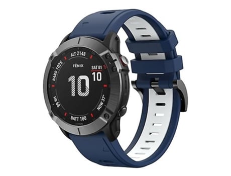 Correa Para Garmin Fenix 6 Pro GPS 22 Mm Correa De Reloj De Silicona Deportiva De Dos Colores Azul Medianoche - Blanco VENISYMLIS