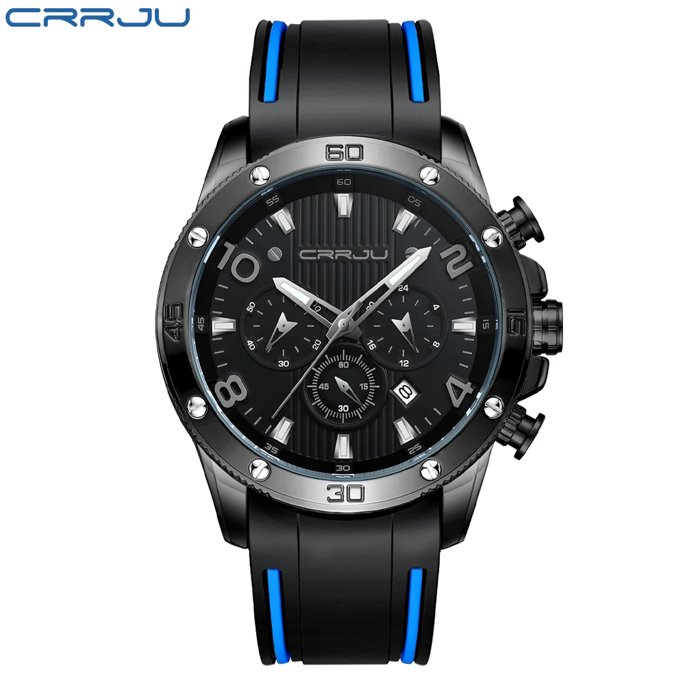 (azul) Elegante Reloj Deportivo Para Hombre, Resistente Al Agua Y Con Correa De Silicona.