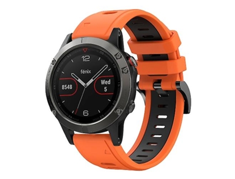 Correa De Reloj Inteligente Para Garmin Fenix 5 22 Mm Correa De Reloj De Silicona Deportiva Bicolor Naranja-Negro VENISYMLIS