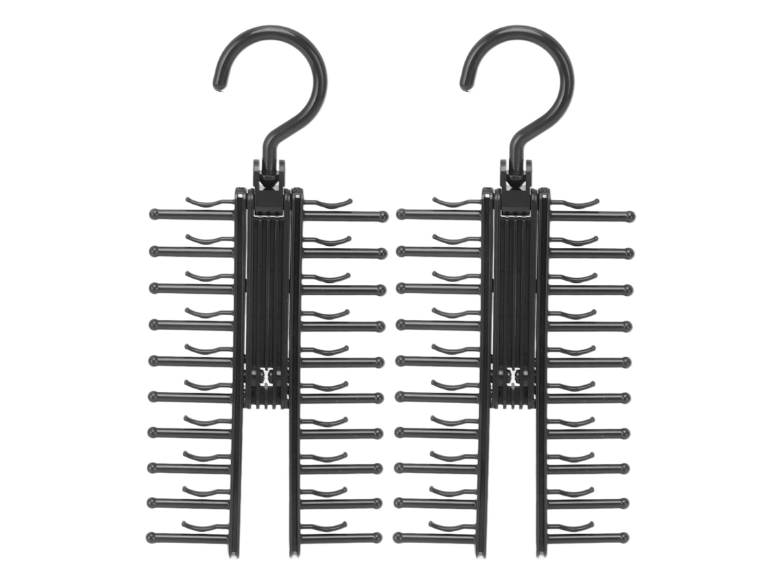 2 Percheros Para Corbatas Con Gancho Giratorio De 360 Grados, De Plástico Negro, Para Armario.