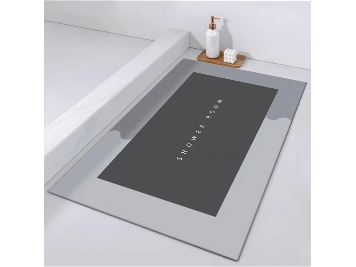 (gris) Alfombra De Baño Súper Absorbente Y Antideslizante, Funda De Asiento De Inodoro De Tierra De Diatomeas, Alfombra De Secado Rápido