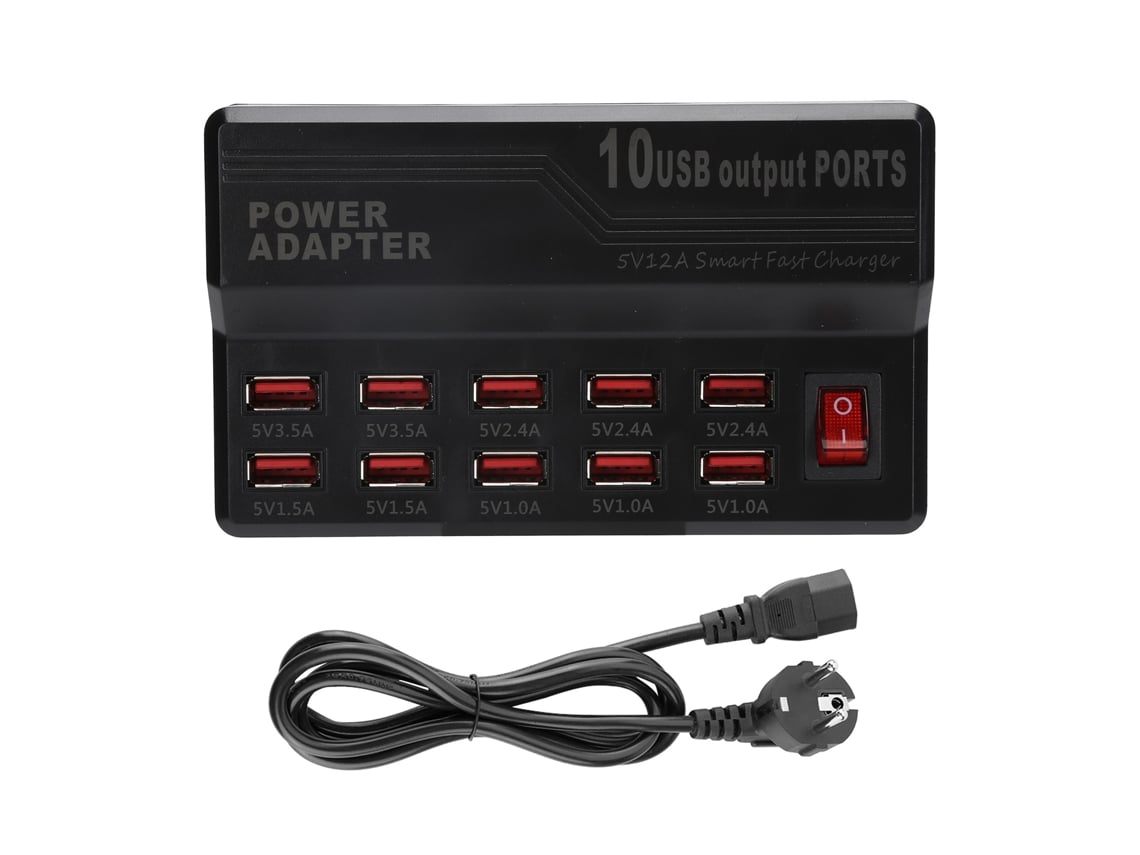 Baoj-2026cargador Inteligente Usb De 10 Puertos 12a Estación De Carga Rápida Hub De Energía Power Strip