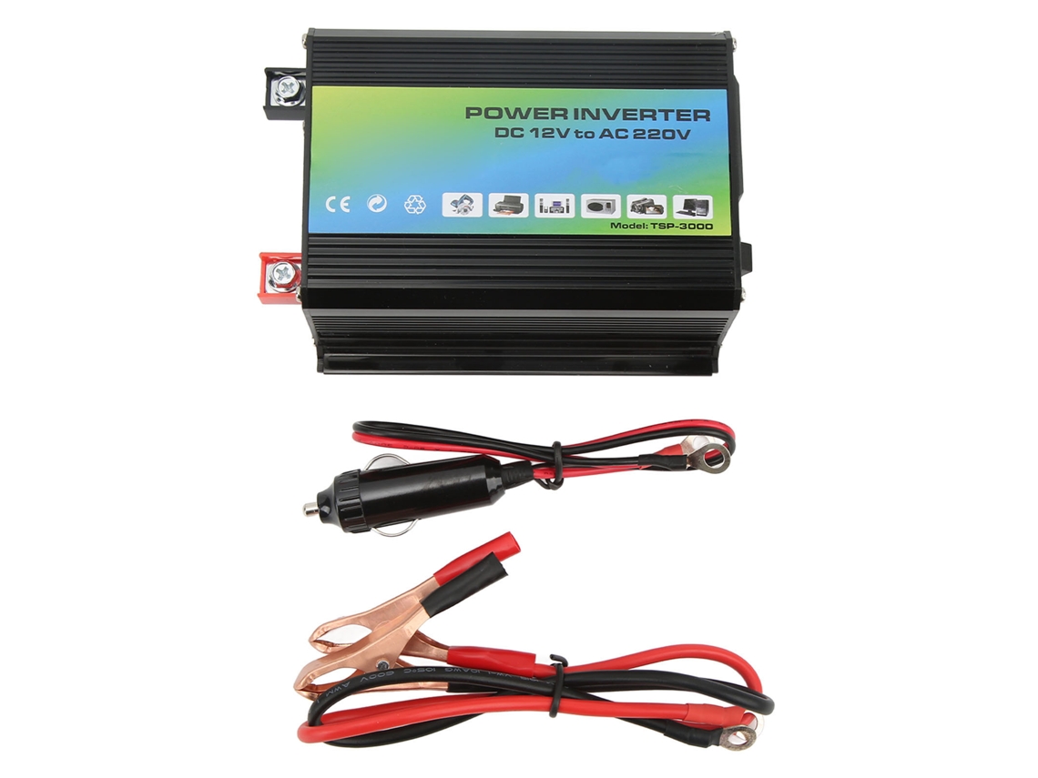 Inversor de corriente de 300 W, 12 V a 220 V, con doble USB, onda modificada, ABS, para camping y viajes.
