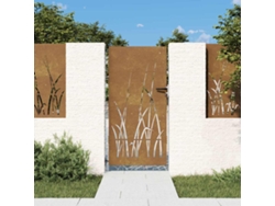 Puerta De Jardín Acero Corten Diseño Hierba 85x200 Cm